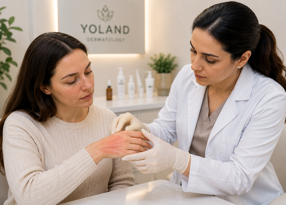 Eczema treatment for dry, itchy, inflamed skin at Yoland clinic Nadd Al Hamar