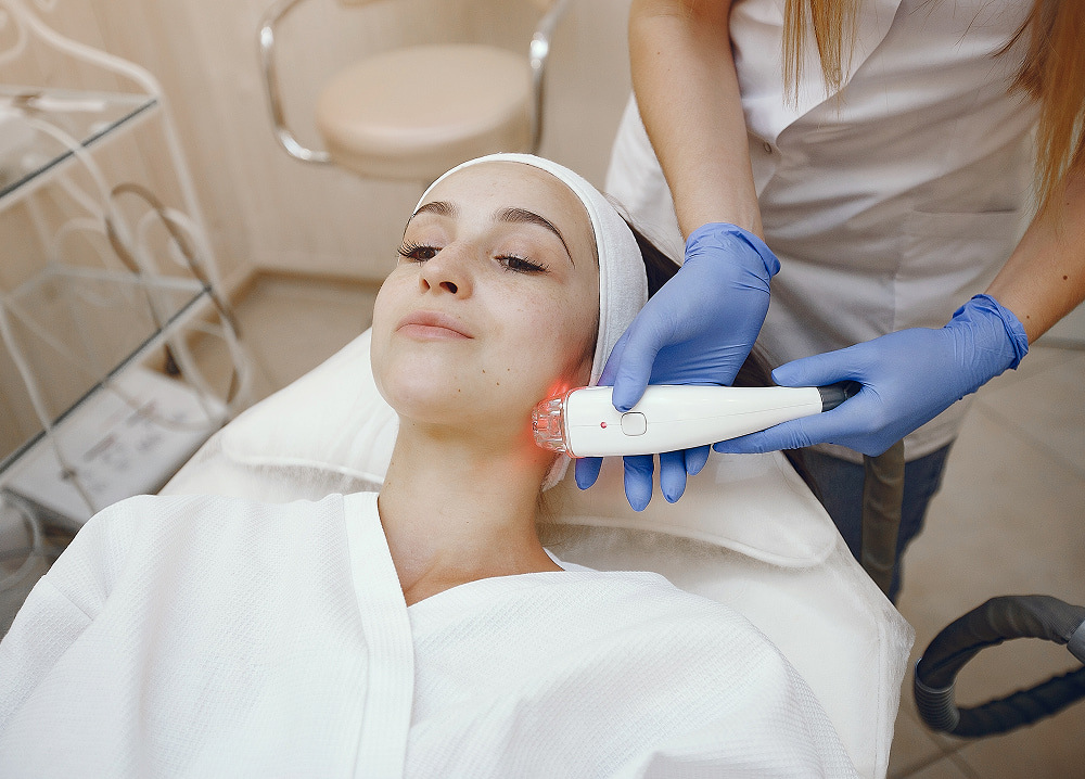 Laser treatment for facial redness and visible blood vessels at Yoland clinic Nadd Al Hamar